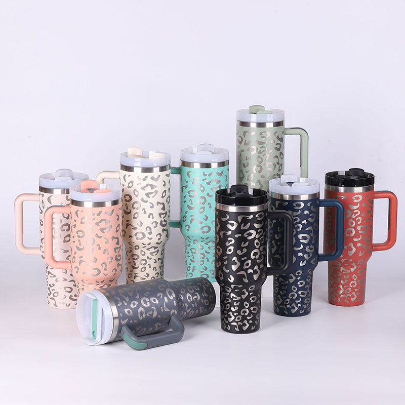 40 Oz Tumbler With Handle Straw Insulated, Stainless Steel Spill Proof Vacuum Coffee Cup Tumbler With Lid