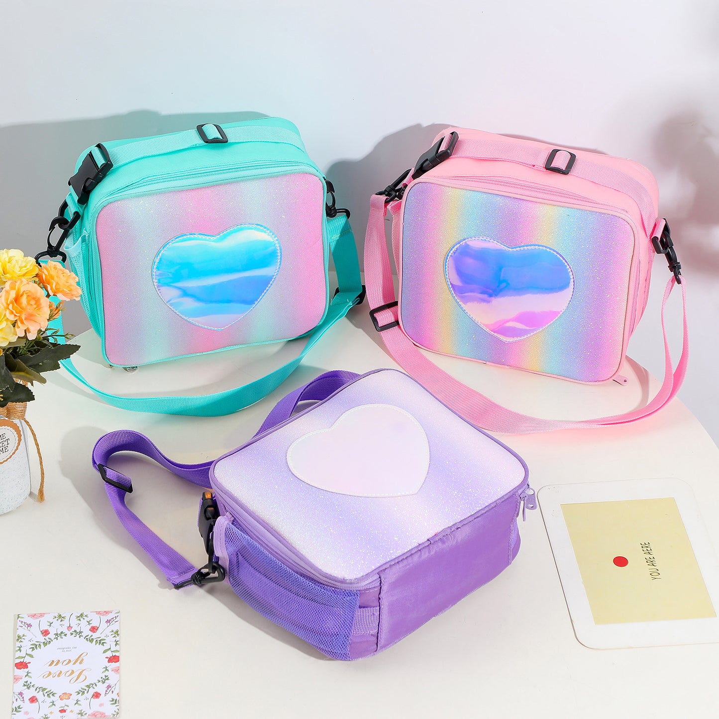 Rainbow Color Insulation Bento Bag